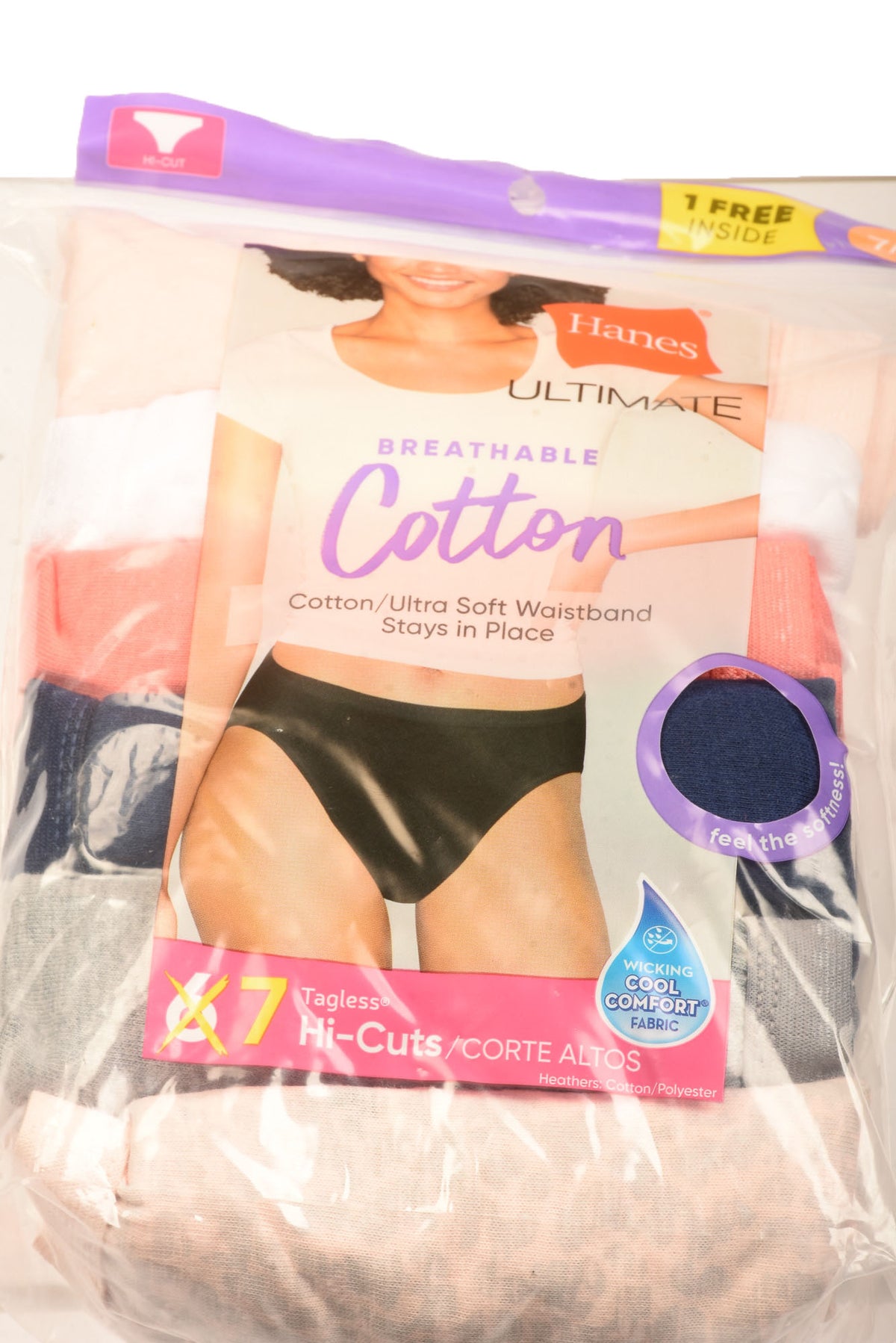 Free: PLUS SIZE Ladies Hanes Underwear Size 10 - Cotton Hi-Cuts
